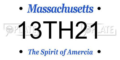 13TH21 Massachusetts License Plate