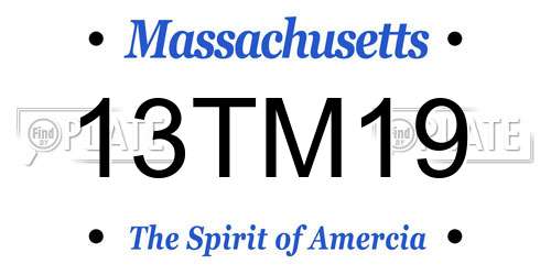 13TM19 Massachusetts License Plate