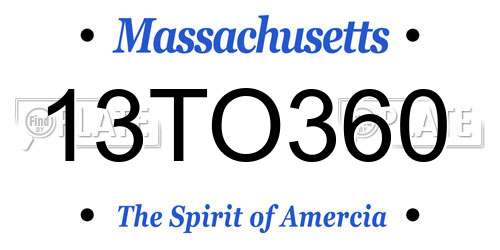 13TO360 Massachusetts License Plate