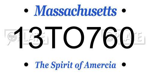 13TO760 Massachusetts License Plate