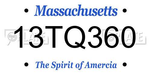 13TQ360 Massachusetts License Plate