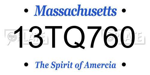 13TQ760 Massachusetts License Plate