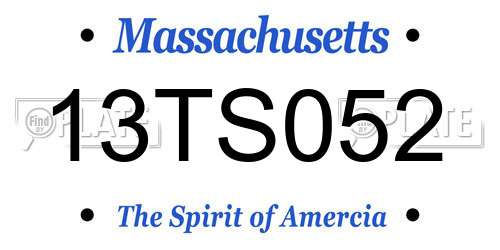 13TS052 Massachusetts License Plate
