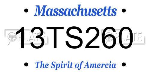 13TS260 Massachusetts License Plate