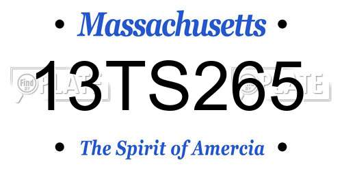 13TS265 Massachusetts License Plate