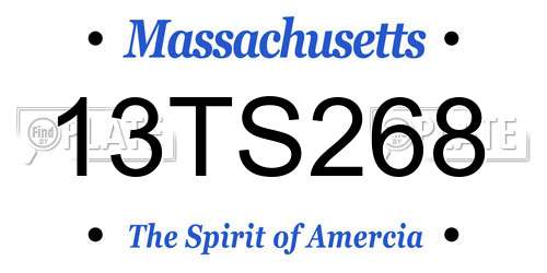 13TS268 Massachusetts License Plate