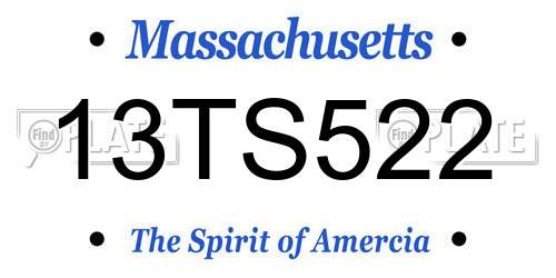 13TS522 Massachusetts License Plate