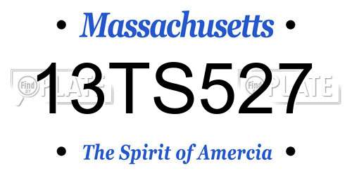 13TS527 Massachusetts License Plate