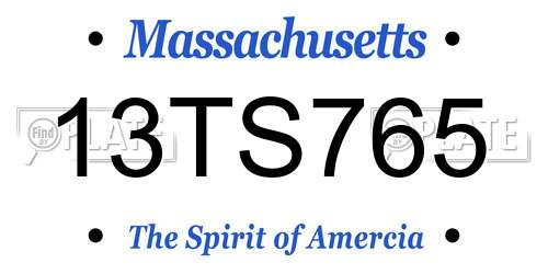 13TS765 Massachusetts License Plate