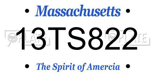 13TS822 Massachusetts License Plate