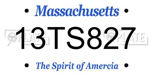 13TS827 Massachusetts License Plate