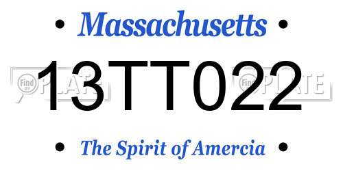13TT022 Massachusetts License Plate