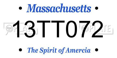 13TT072 Massachusetts License Plate