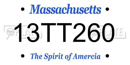 13TT260 Massachusetts License Plate
