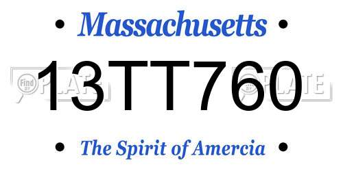 13TT760 Massachusetts License Plate