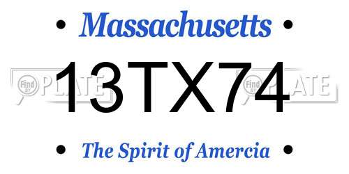 13TX74 Massachusetts License Plate