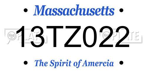 13TZ022 Massachusetts License Plate