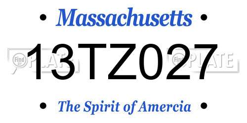 13TZ027 Massachusetts License Plate