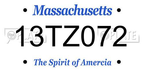 13TZ072 Massachusetts License Plate