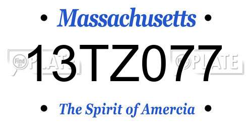 13TZ077 Massachusetts License Plate