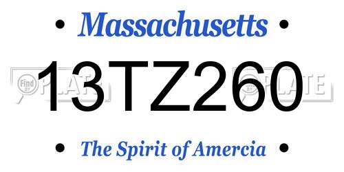 13TZ260 Massachusetts License Plate