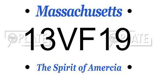 13VF19 Massachusetts License Plate
