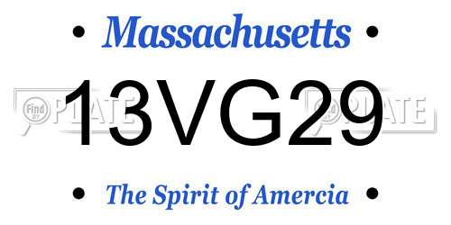13VG29 Massachusetts License Plate