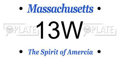 13W Massachusetts License Plate