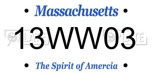 13WW03 Massachusetts License Plate