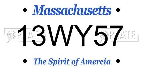 13WY57 Massachusetts License Plate