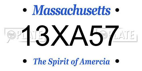 13XA57 Massachusetts License Plate