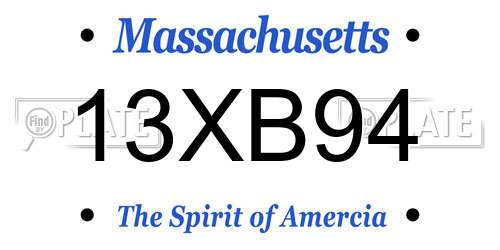 13XB94 Massachusetts License Plate