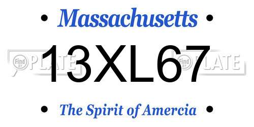 13XL67 Massachusetts License Plate
