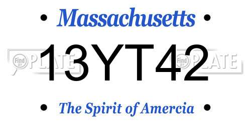 13YT42 Massachusetts License Plate