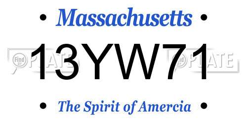 13YW71 Massachusetts License Plate
