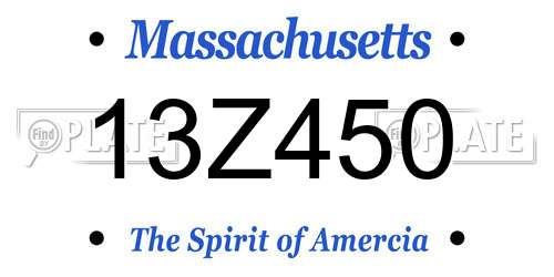 13Z450 Massachusetts License Plate