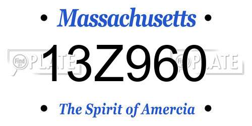 13Z960 Massachusetts License Plate