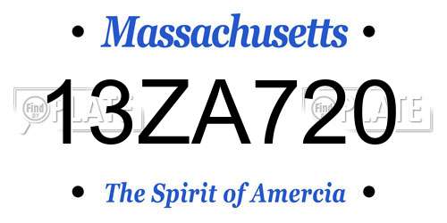 13ZA720 Massachusetts License Plate