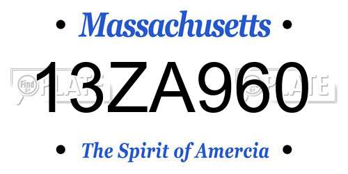 13ZA960 Massachusetts License Plate