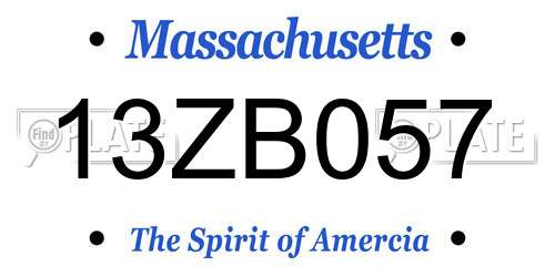 13ZB057 Massachusetts License Plate