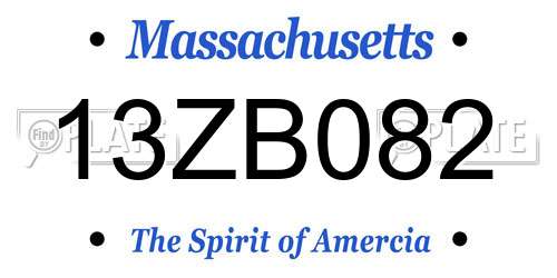 13ZB082 Massachusetts License Plate