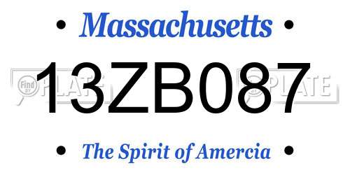 13ZB087 Massachusetts License Plate
