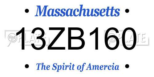 13ZB160 Massachusetts License Plate
