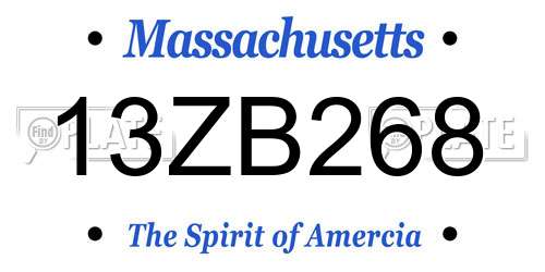 13ZB268 Massachusetts License Plate