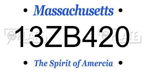 13ZB420 Massachusetts License Plate