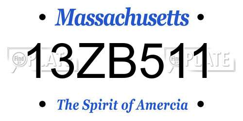 13ZB511 Massachusetts License Plate