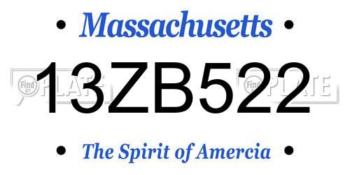 13ZB522 Massachusetts License Plate