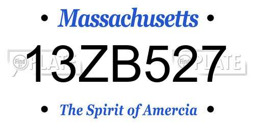 13ZB527 Massachusetts License Plate
