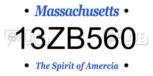 13ZB560 Massachusetts License Plate