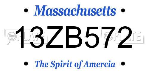 13ZB572 Massachusetts License Plate